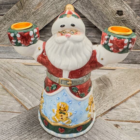 1998 Kim Lawrence, Enesco-Santa Clause Candlestick Holder-Christmas Decor, 6.5”H - Picture 8 of 9